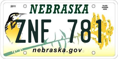 NE license plate ZNF781