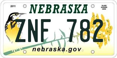 NE license plate ZNF782