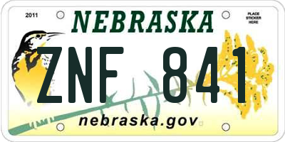 NE license plate ZNF841