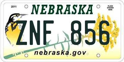 NE license plate ZNF856