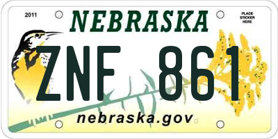 NE license plate ZNF861