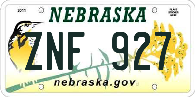 NE license plate ZNF927