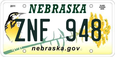 NE license plate ZNF948