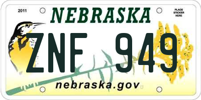 NE license plate ZNF949