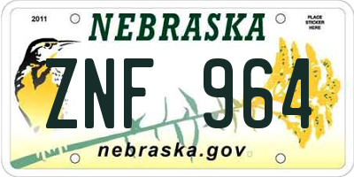 NE license plate ZNF964
