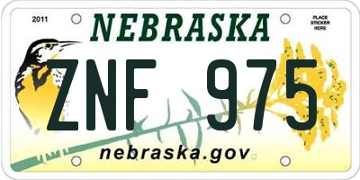 NE license plate ZNF975