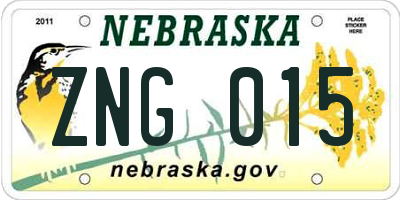 NE license plate ZNG015