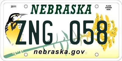 NE license plate ZNG058