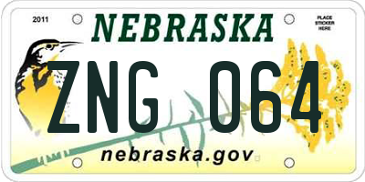 NE license plate ZNG064