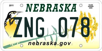 NE license plate ZNG078