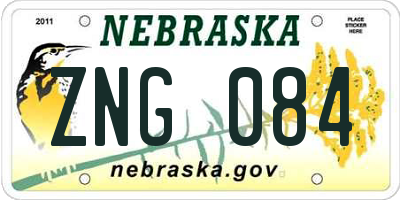 NE license plate ZNG084