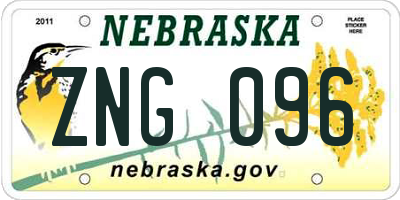 NE license plate ZNG096