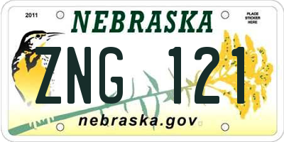 NE license plate ZNG121