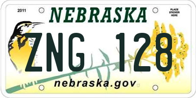 NE license plate ZNG128