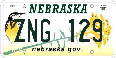 NE license plate ZNG129