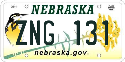 NE license plate ZNG131