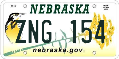 NE license plate ZNG154