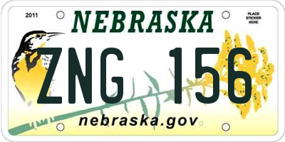 NE license plate ZNG156