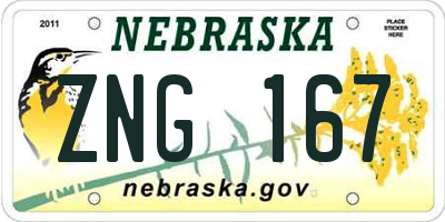 NE license plate ZNG167