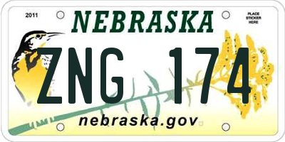 NE license plate ZNG174