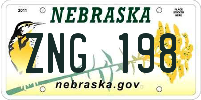 NE license plate ZNG198