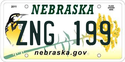 NE license plate ZNG199