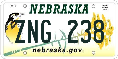 NE license plate ZNG238