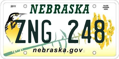 NE license plate ZNG248