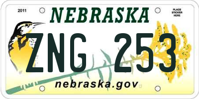 NE license plate ZNG253