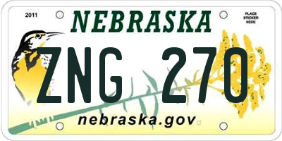 NE license plate ZNG270