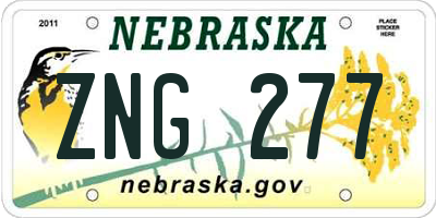 NE license plate ZNG277