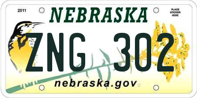 NE license plate ZNG302