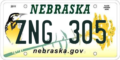 NE license plate ZNG305