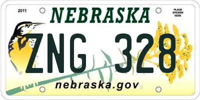 NE license plate ZNG328