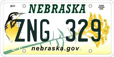 NE license plate ZNG329