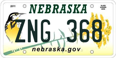 NE license plate ZNG368