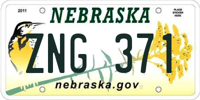 NE license plate ZNG371
