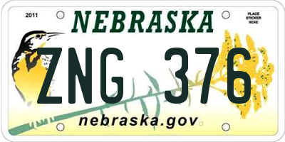 NE license plate ZNG376