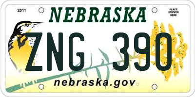 NE license plate ZNG390