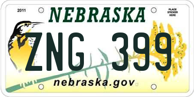 NE license plate ZNG399