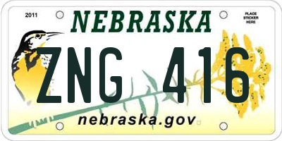 NE license plate ZNG416