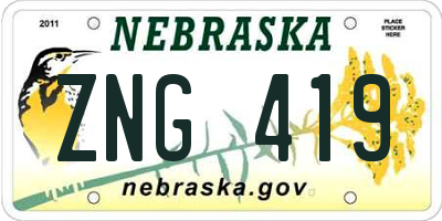 NE license plate ZNG419