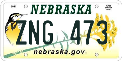 NE license plate ZNG473