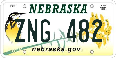 NE license plate ZNG482