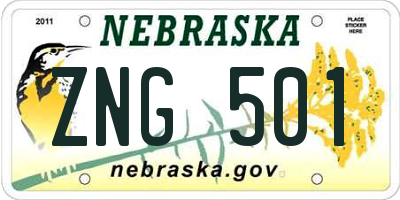 NE license plate ZNG501