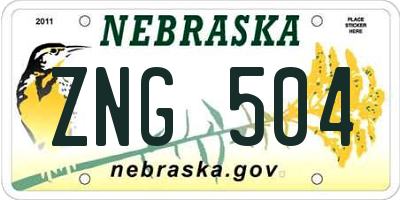 NE license plate ZNG504