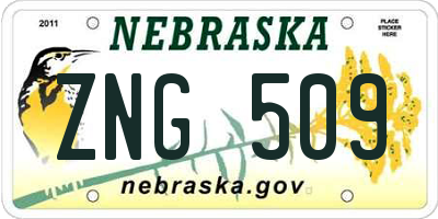 NE license plate ZNG509