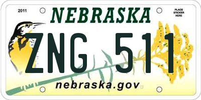 NE license plate ZNG511