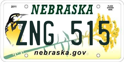 NE license plate ZNG515