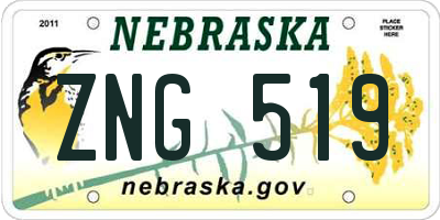 NE license plate ZNG519